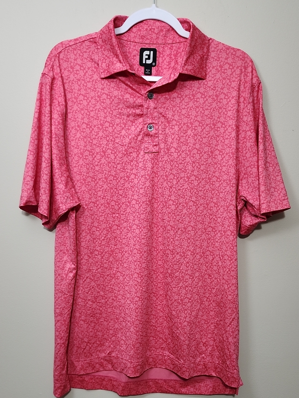 FootJoy Painted Floral Lisle Golf Polo Berry Pink Athleisure Outdoor Athletic MD